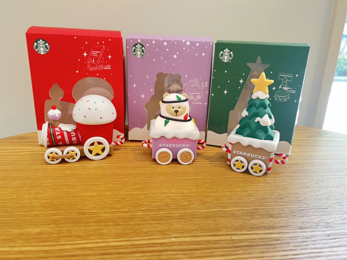 星巴克圣诞派对小火车摆件圣诞树小夜灯萌熊回力车可爱桌面便签夹