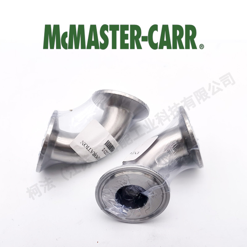 MCMASTER  304 不锈钢90度弯高抛光快速夹紧卫生管接头4322k111
