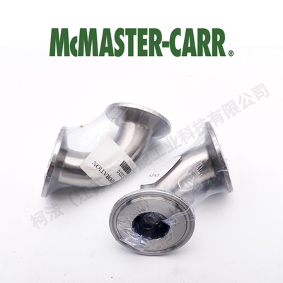 MCMASTER  304 不锈钢90度弯高抛光快速夹紧卫生管接头4322k111