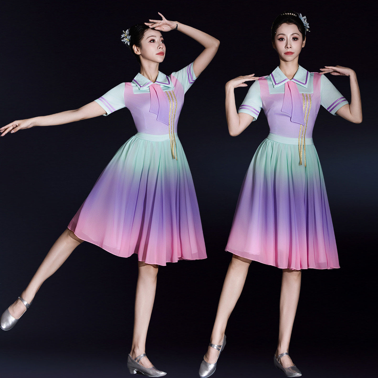 快板开场舞演出服女现代舞台歌伴舞蹈服装青春活力表演大合唱短裙