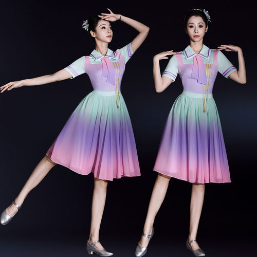 快板开场舞演出服女现代舞台歌伴舞蹈服装青春活力表演大合唱短裙