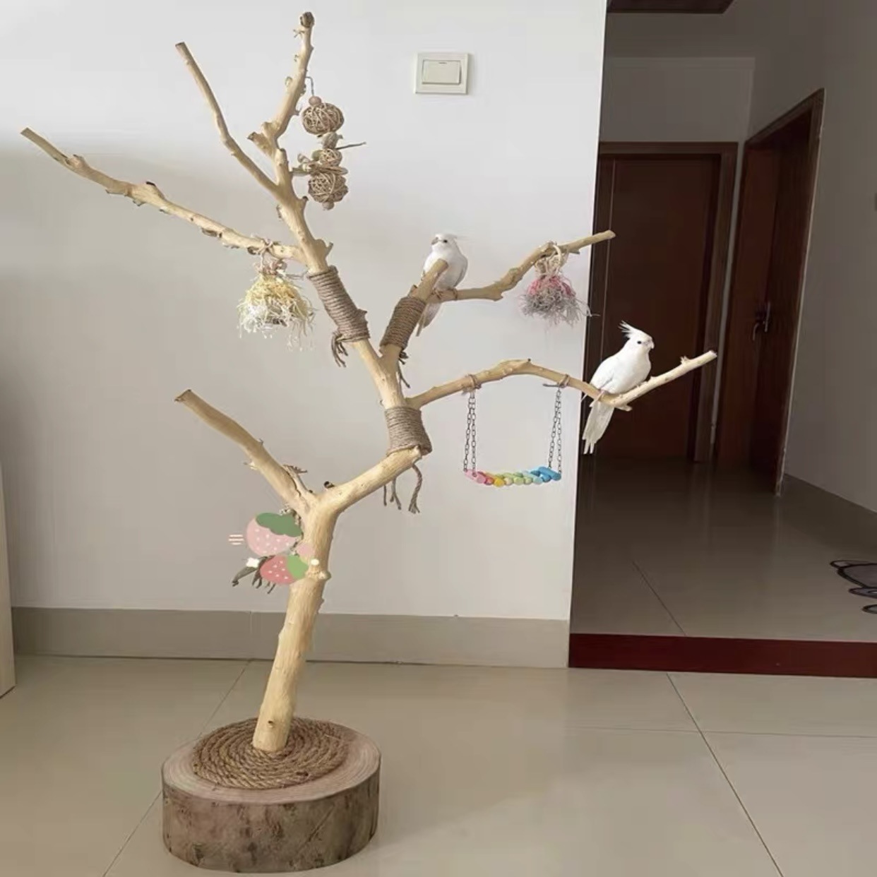鹦鹉站架树枝干树枝杈干鸟架造型站架艺术干枝枯木树吊顶龙骨