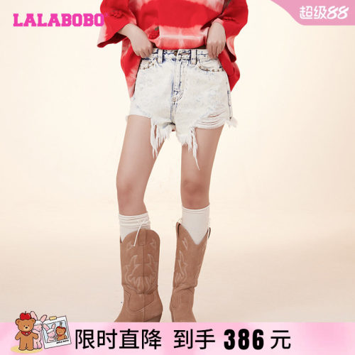 LALABOBO复古休闲牛仔短裤