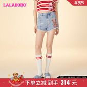 新款 纯棉简约休闲立体熊牛仔短裤 女士 LALABOBO24夏季 LBDB WXZD21