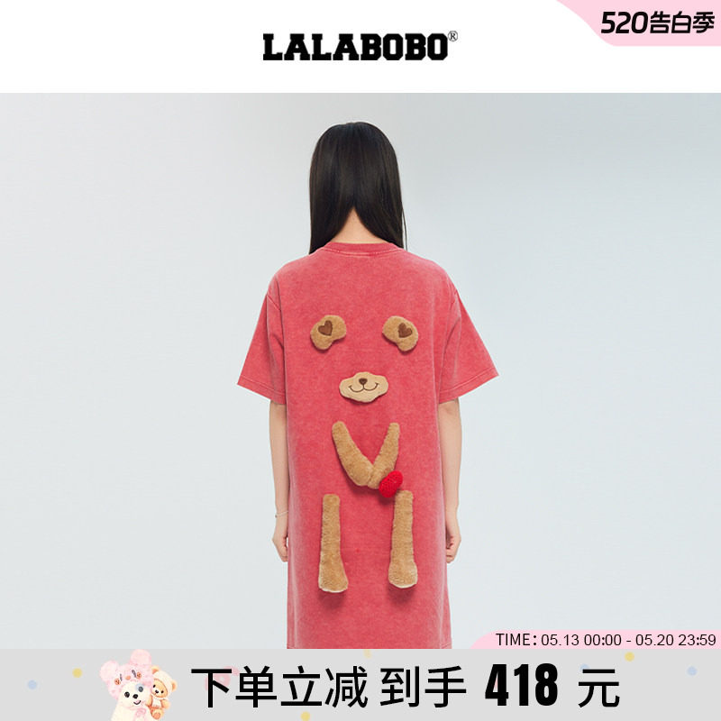 【玩偶熊系列】LALABOBO25年圆领T恤裙子新款原创短袖玩偶连衣裙