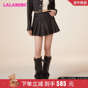 LALABOBO24新春龙年纯色简约高腰字母牛仔半裙女士 WXZQ12 LBDA