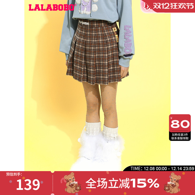 lalabobo复古百褶半身裙