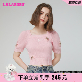 TM18 LALABOBO短款 方领立体熊短袖 毛织T恤 RBDC