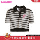新款 可爱百搭休闲修身 条纹翻领短袖 LALABOBO24夏季 T恤LBDB WSDT44