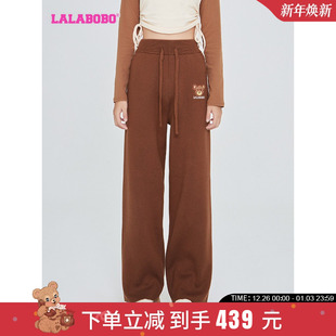 LBCC 窄版 羊毛休闲直筒长裤 女LALABOBO2023秋新款 WXZC44 阔腿裤