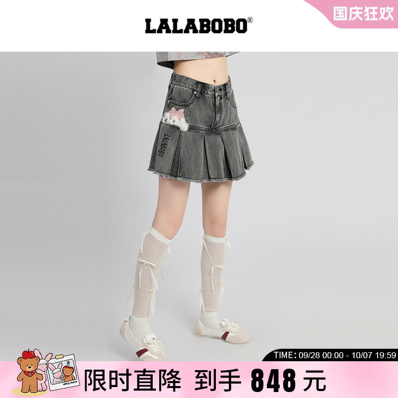 LALABOBO糯米蝴蝶结褶裙