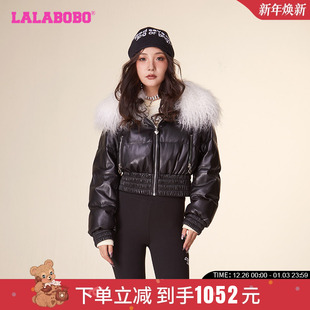 LBCD LALABOBO2023冬季 羽绒服女 休闲保暖潮流毛领短款 WSYR29 新款