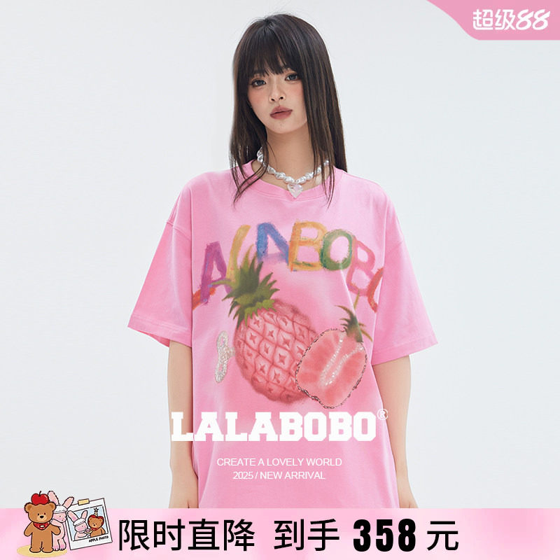 LALABOBO水果菠萝字母T恤