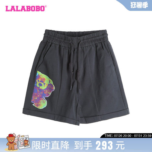 宽松复古LALABOBO休闲短裤