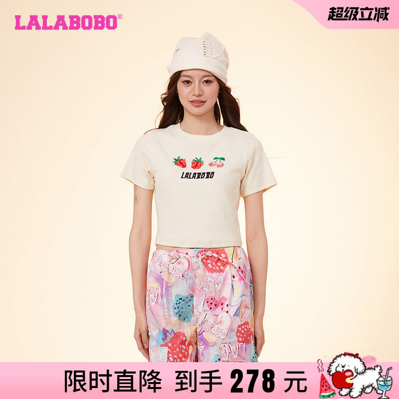 颖儿同款LALABOBO夏新休闲H型可爱骰子水果短袖T恤女|LBDA-WSDT42