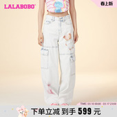 LBDB 复古休闲高腰纯棉立体熊牛仔长裤 WXZC28 新款 LALABOBO24夏季