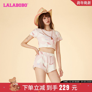 T恤LBDB 宽松休闲甜美可爱迷彩图案短袖 WSDT38 新款 LALABOBO24夏季