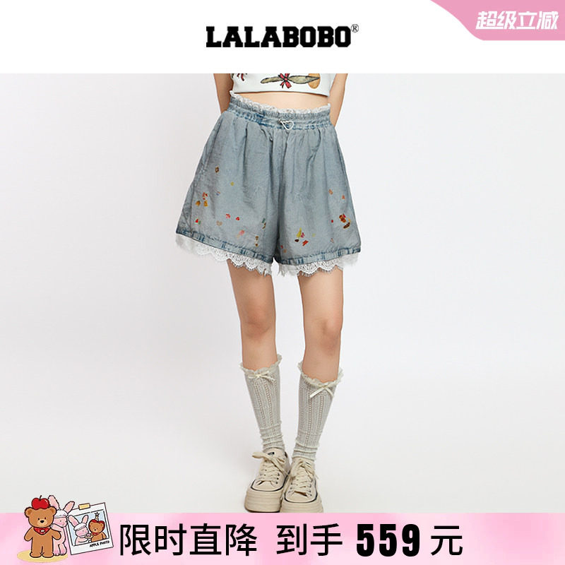 LABOLABO视错贴纸梭织短裤