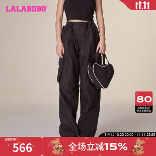 新款 LBCD 休闲简约字母工装 女 WXZC59 针织休闲裤 LALABOBO2023冬季