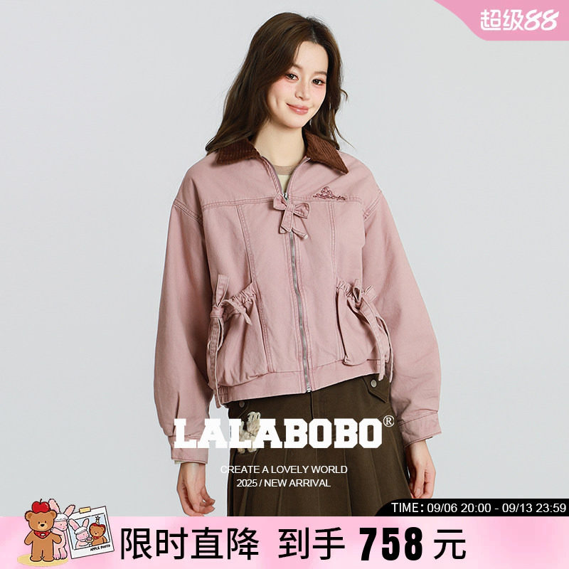 LALABOBO蝴蝶结复古小熊夹克