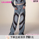 LBCD 女 WXZC49 简约风图案拼接牛仔裤 LALABOBO23冬新爱心战甲美式