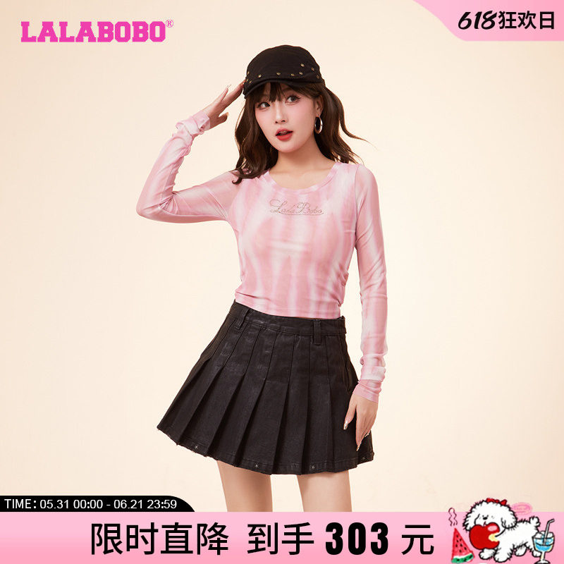 LALABOBO24春季新款宽松甜美可爱网纱套头长袖T恤女|LBDA-WSDT27