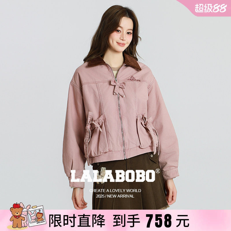 LALABOBO蝴蝶结复古小熊夹克