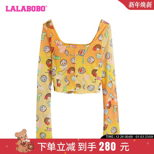 新款 短款 渐变满印长袖 ABDB LALABOBO24夏季 T恤 WSDT15 哆啦A梦