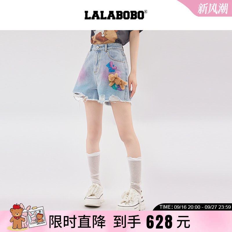 LALABOBO气球小熊牛仔短裤