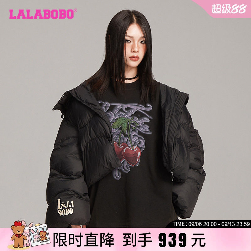 LALABOBO钻链连帽羽绒