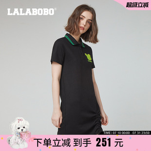 商场同款 T恤连衣裙女短袖 LALABOBO24年夏季 短裙 新款 独特个性
