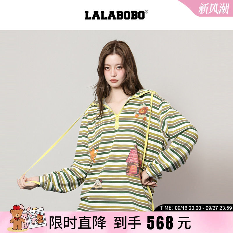 LABO复古小熊条纹卫衣