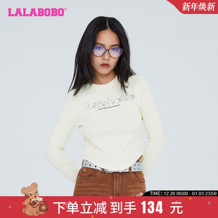 时尚 美式 可爱减龄短款 长袖 WSDT28 LALABOBO24春夏新品 t恤女LBCC 款