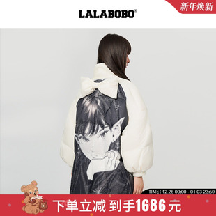 羽绒服女原创新款 LALABOBO24年冬季 潮牌酷蝴蝶结棉衣 商场同款