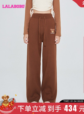 窄版阔腿裤女LALABOBO2023秋新款羊毛休闲直筒长裤|LBCC-WXZC44