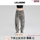 商场同款 宽松直筒束脚裤 LALABOBO24年秋季 女原创新款 子 牛仔裤
