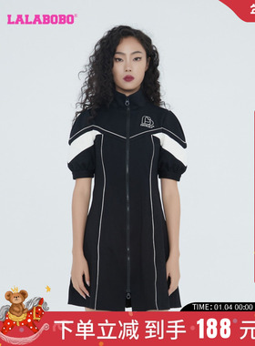 LALABOBO2023秋季新款休闲百搭拉链短袖连衣裙女CBCC-WLZY16