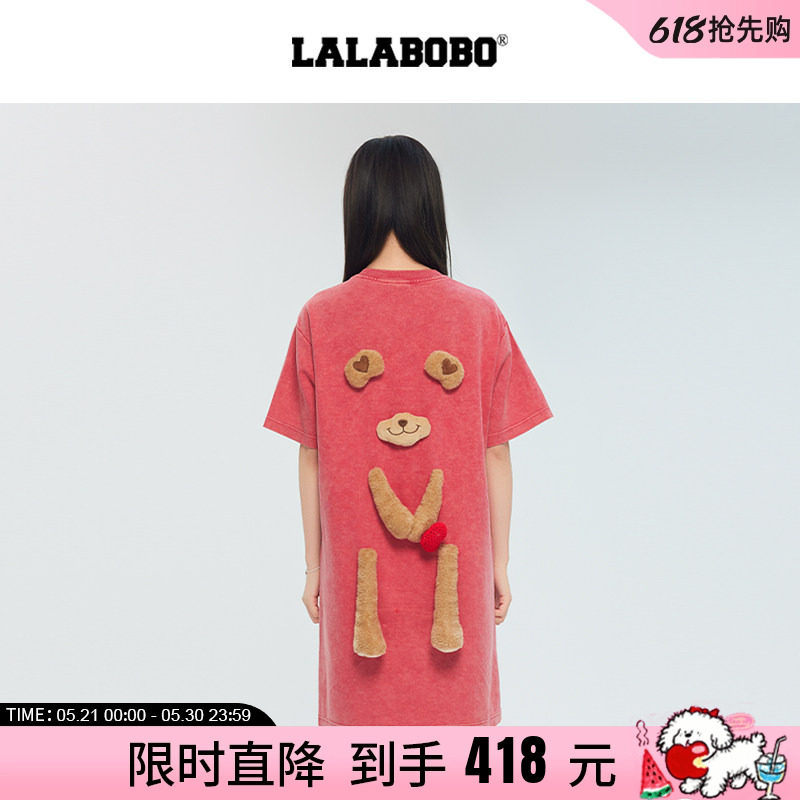【玩偶熊系列】LALABOBO25年圆领T恤裙子新款原创短袖玩偶连衣裙