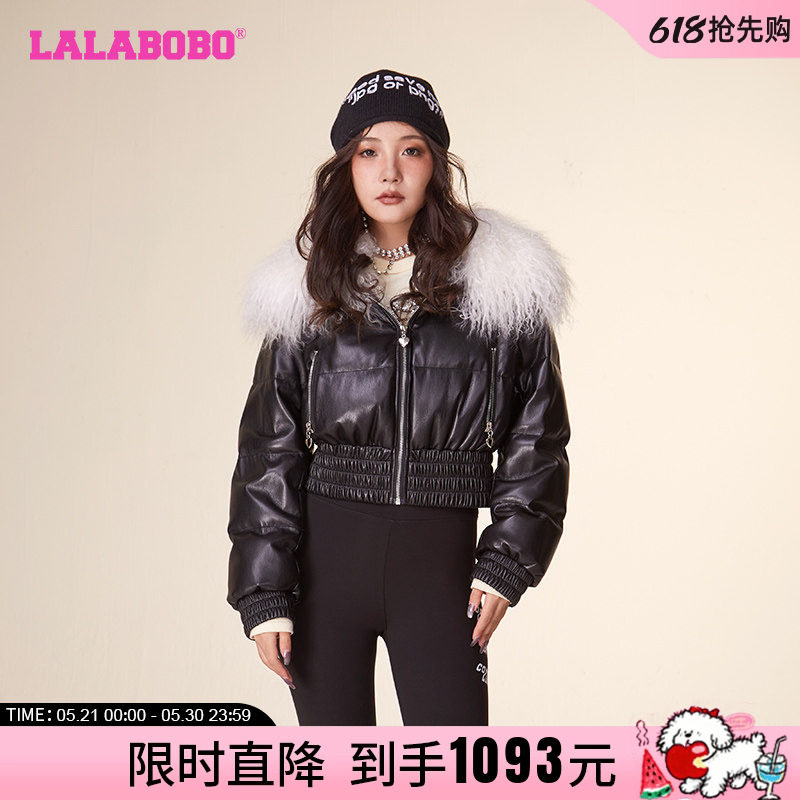 LALABOBO2023冬季新款休闲保暖潮流毛领短款羽绒服女|LBCD-WSYR29