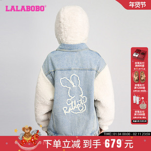 【王路晴同款】LALABOBO24年秋季牛仔夹克女新款潮牌酷百搭外套