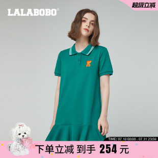 新款 T恤连衣裙女短袖 商场同款 百褶针织短裙 LALABOBO24年夏季