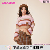 LBDA 女 WSTM17 温柔系LALABOBO24春新熊条纹毛衣针织衫 张籽沐同款