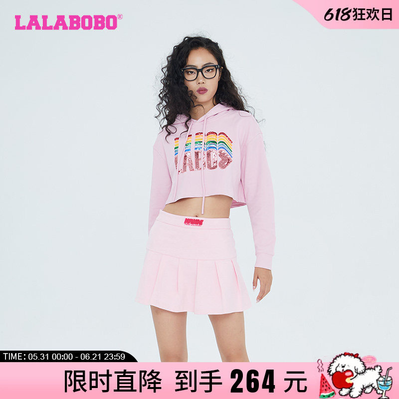 LALABOBO春秋新款潮可爱女团亮片针织连帽卫衣女|LBCC-WSTS16
