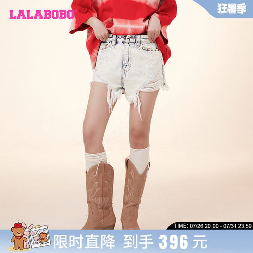 LALABOBO复古休闲牛仔短裤