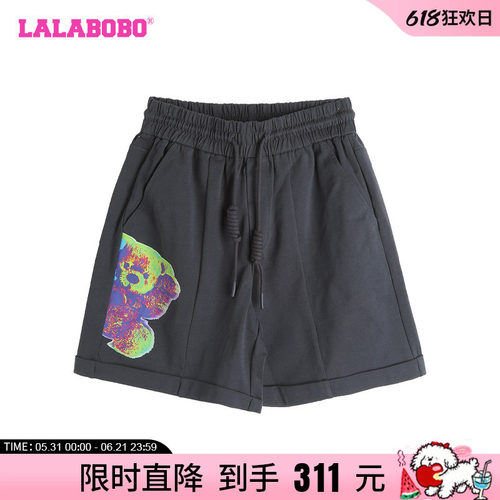 宽松复古LALABOBO休闲短裤