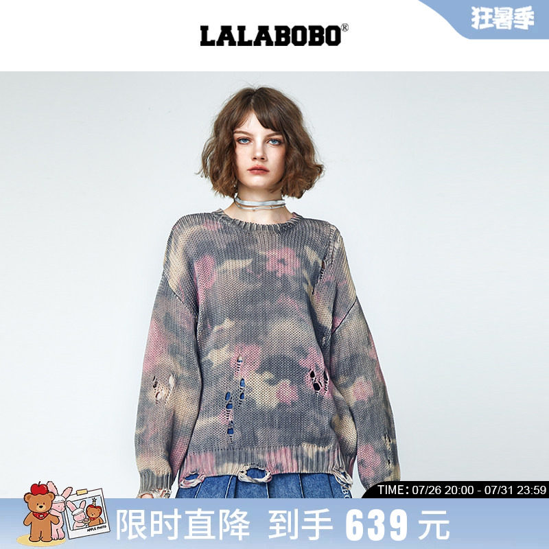 LALABOBO针织衫套头圆领户外迷彩