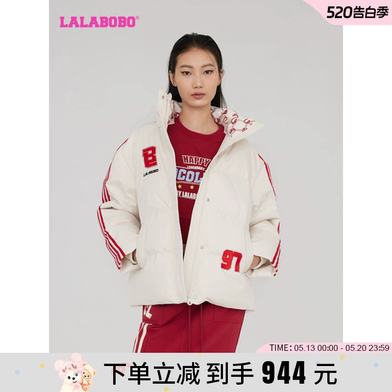 LALABOBO2023秋冬新款立领面包服美式复古短款羽绒服女保暖外套