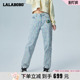 LBCA LALABOBO2024春季 女 字母直筒刺绣高腰宽松牛仔裤 WXZC12 新款