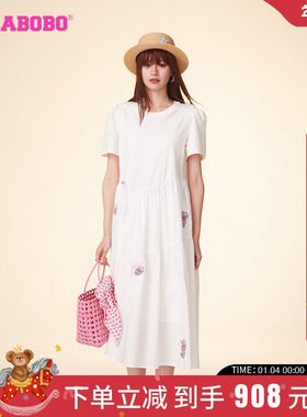 LALABOBO24夏季新款简约软糖兔甜美可爱短袖连衣裙女|LBDB-WLZY21
