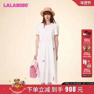 LALABOBO24夏季新款简约软糖兔甜美可爱短袖连衣裙女|LBDB-WLZY21